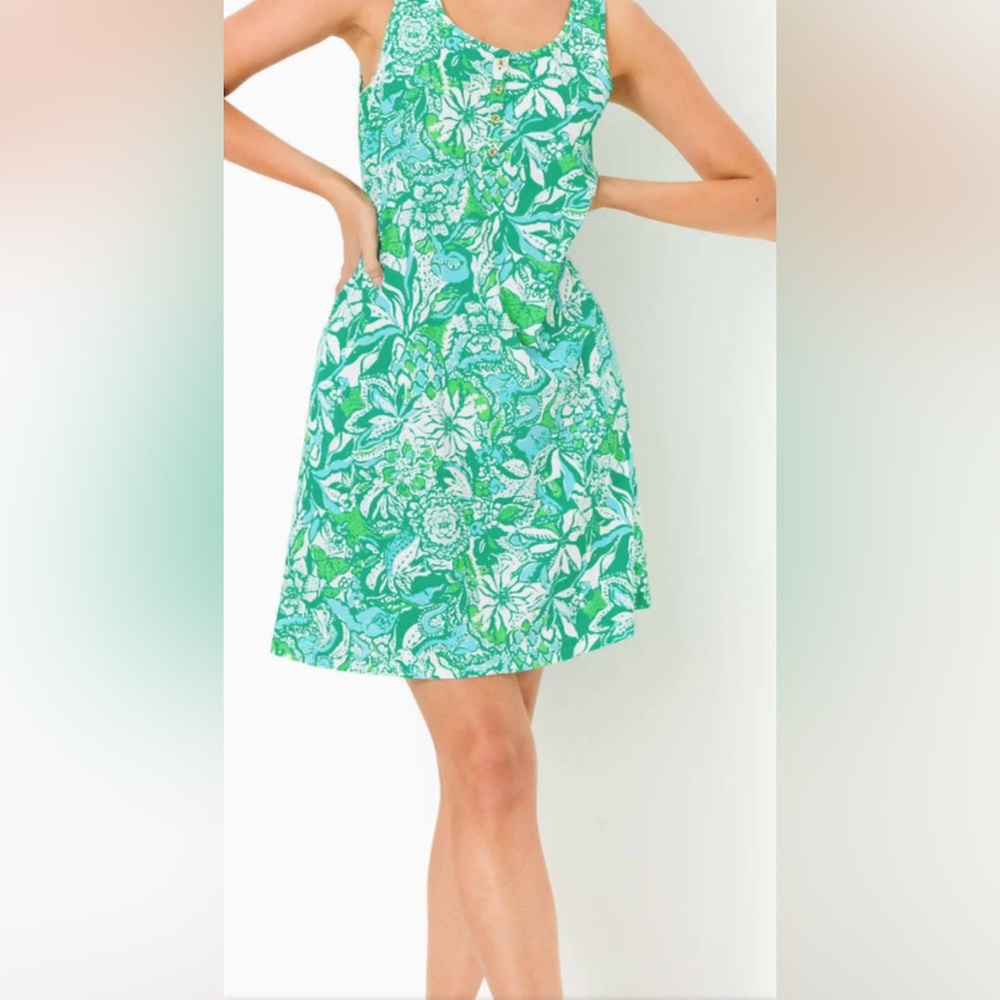 New with tags Lilly Pulitzer Lela Henley sleeveless dress.   Botanical green